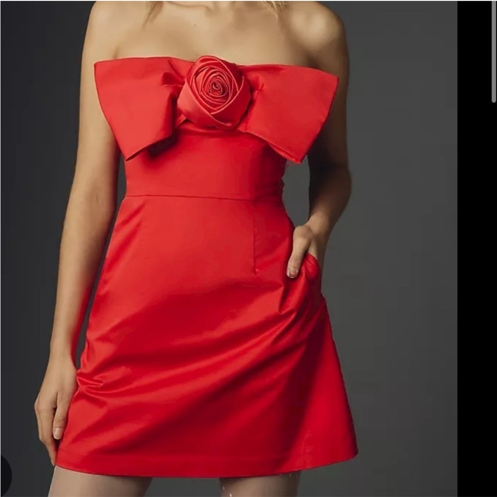 NWT ANTHROPOLOGIE Hutch 3D Rosette Strapless Mini Dress size M